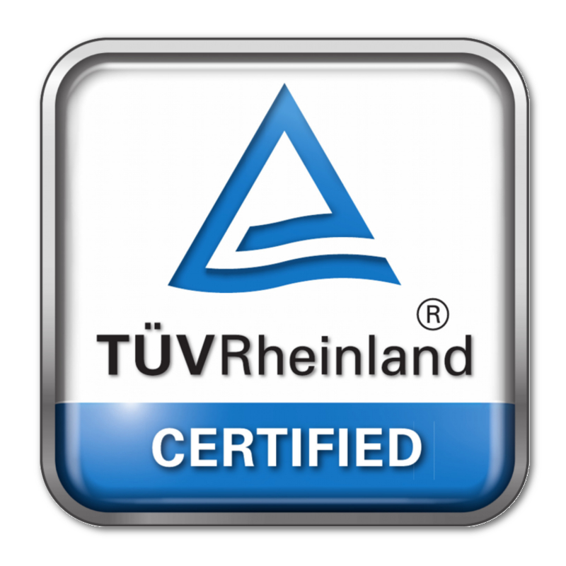 The boiler is TÜV Rheinland certified for product quality TÜV Rheinland quality certificate